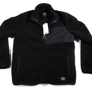 WESC Black Moritz Teddy Fleece Front Zip Jacket